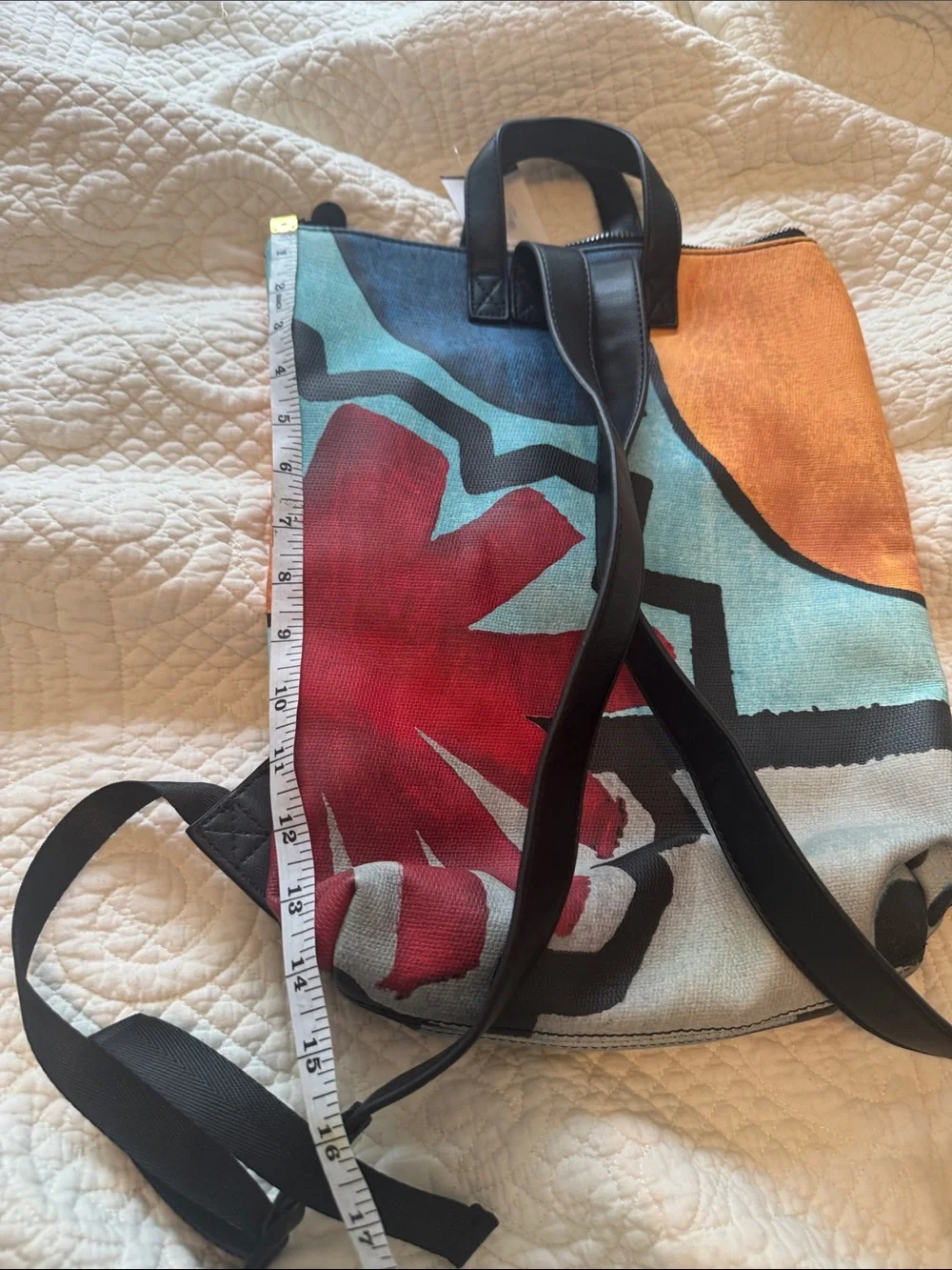 Desigual Red Teal Orange Floral Unique large Backpack